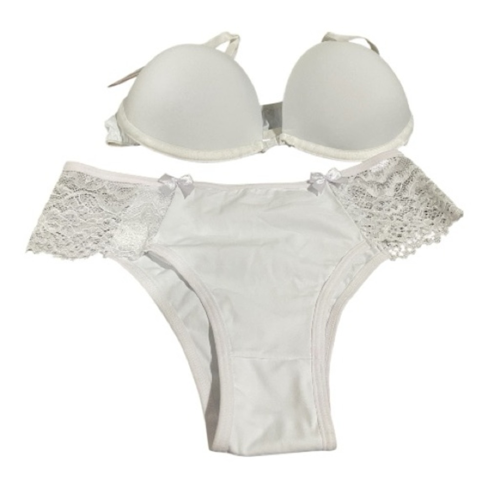 White Lace Trim Bra & Panty Set - Women Intimates & Sleepwear